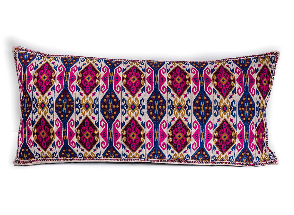 In-Sattva Home Geometric and Ancient Art Hand-Embellished Cotton Cushion Cover Decorative Pillow, Pk, 14 x 30
