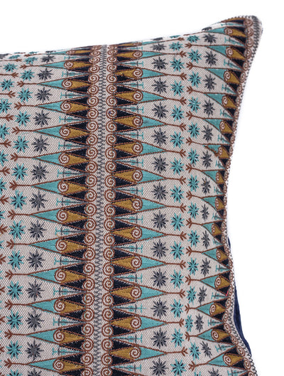 In-Sattva Brown Contemporary Embroidered Cushion Cover and Pillow 14 X 30