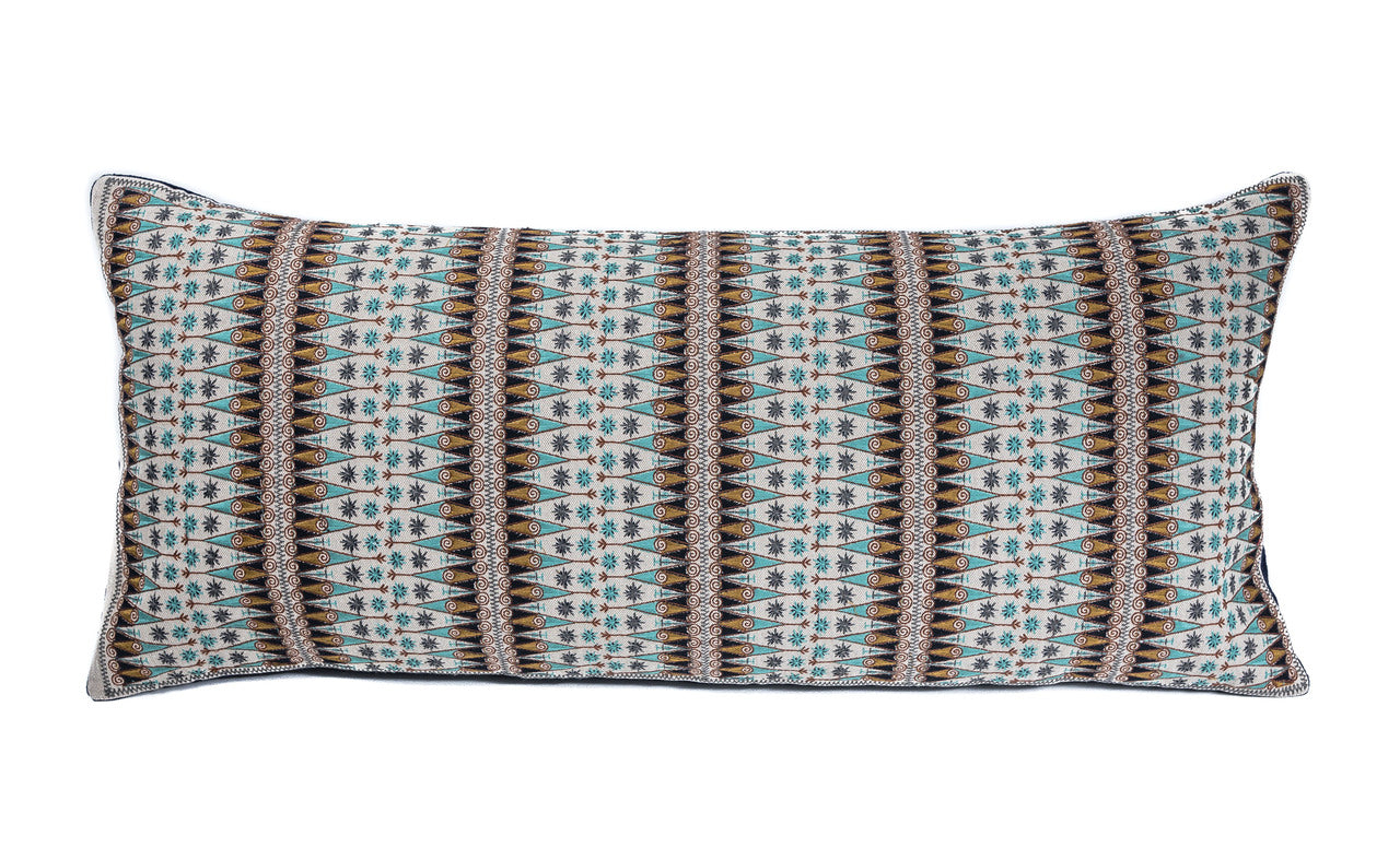 In-Sattva Brown Contemporary Embroidered Cushion Cover and Pillow 14 X 30