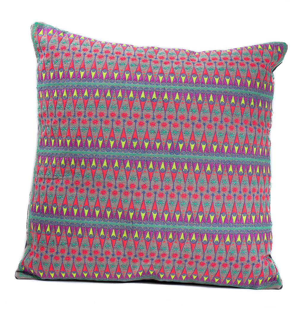 In-Sattva Multi-color Contemporary Embroidered Cushion Cover and Pillow 20 X 20