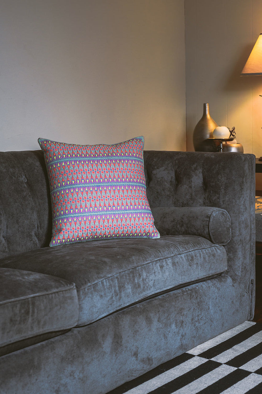 In-Sattva Multi-color Contemporary Embroidered Cushion Cover and Pillow 20 X 20