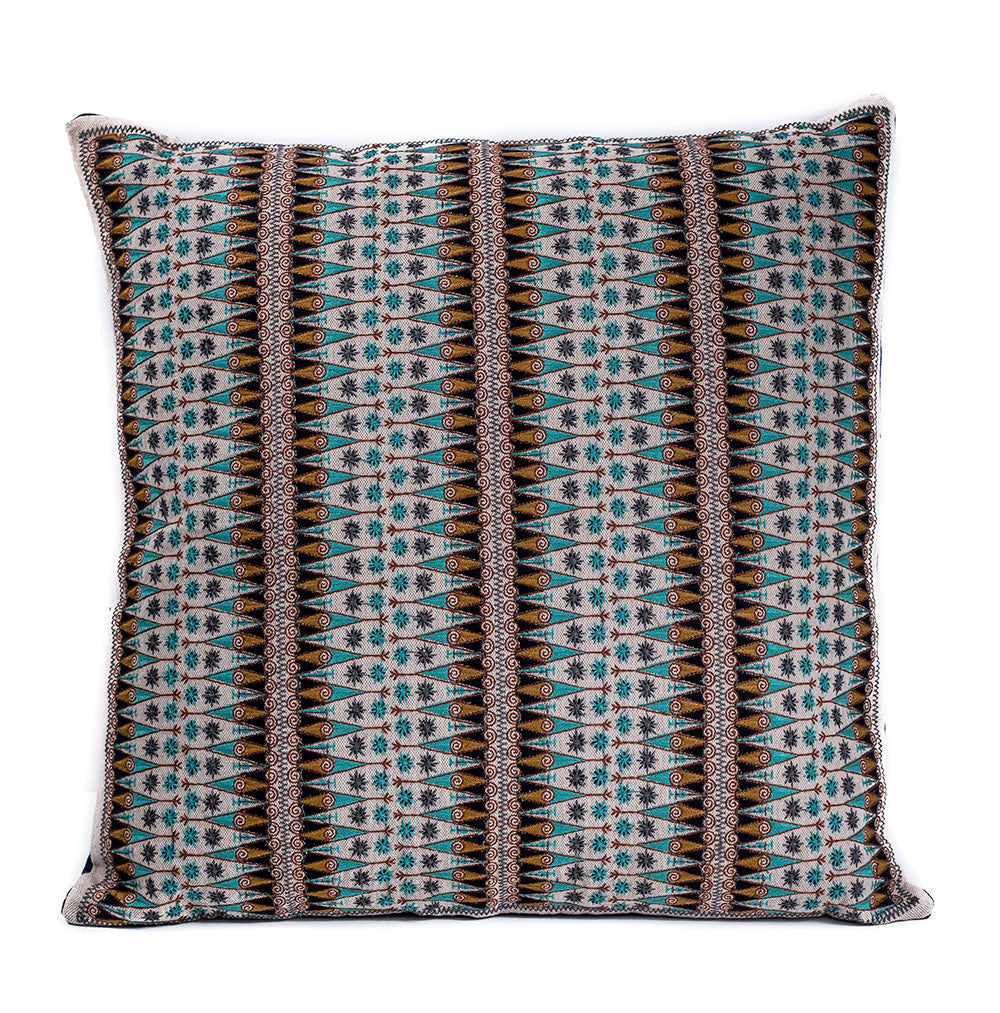 In-Sattva Brown Contemporary Embroidered Cushion Cover and Pillow 20 X 20