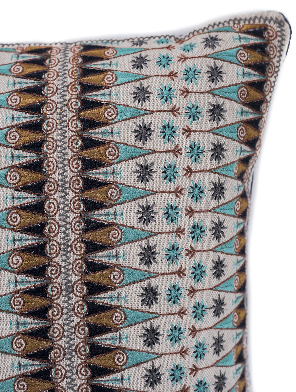 Contemporary Embroidered Cushion Cover and Pillow 14 X 20