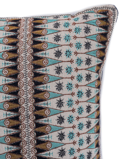 Contemporary Embroidered Cushion Cover and Pillow 14 X 20