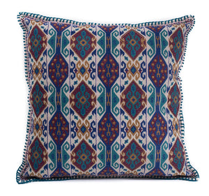 In-Sattva Home Geometric and Ancient Art Hand-Embellished Cotton Cushion Cover Decorative Pillow, Nvy, 20 x 20