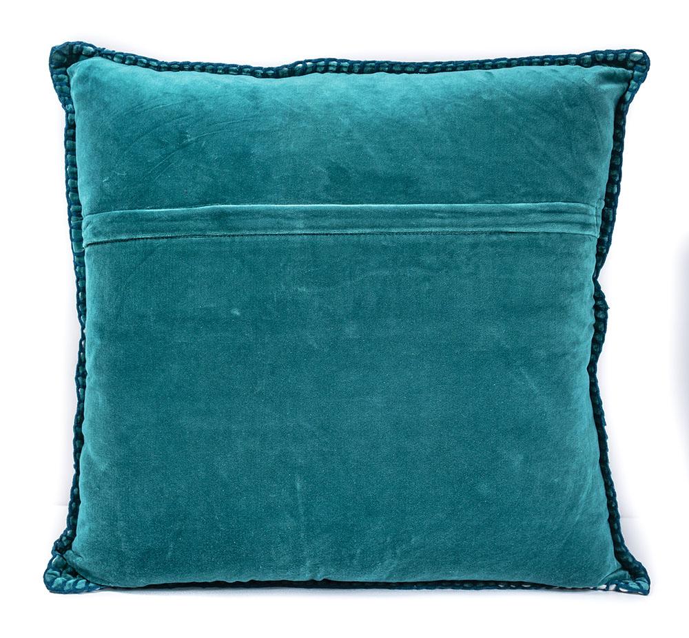 In-Sattva Teal Symmetrical Embroidered Cushion Cover and Pillow 20 X 20