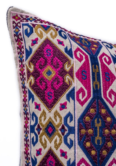 In-Sattva Home Geometric and Ancient Art Hand-Embellished Cotton Cushion Cover Decorative Pillow, Pk, 20 x 20