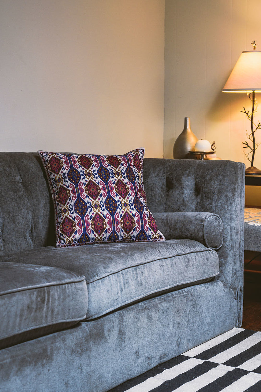 In-Sattva Home Geometric and Ancient Art Hand-Embellished Cotton Cushion Cover Decorative Pillow, Pk, 20 x 20