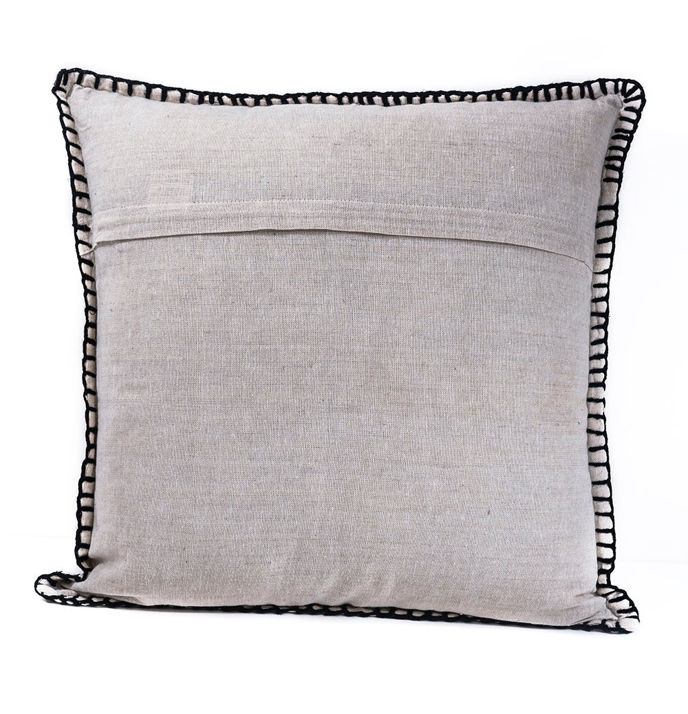 In-Sattva Black Contemporary Embroidered Cushion Cover and Pillow 20 X 20