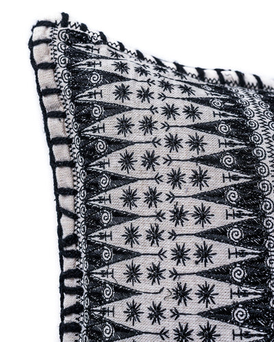 In-Sattva Black Contemporary Embroidered Cushion Cover and Pillow 20 X 20