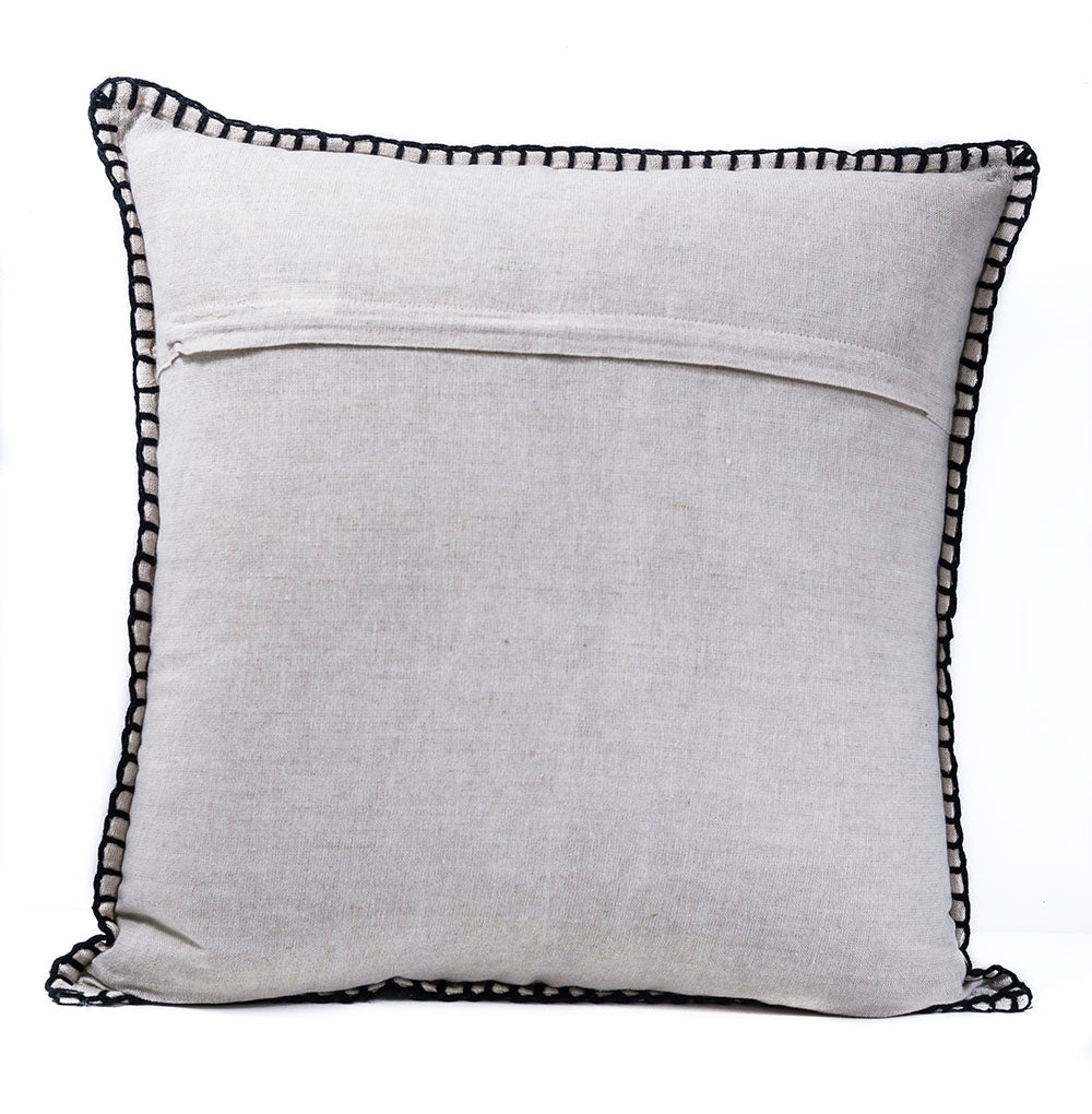In-Sattva Home Geometric and Ancient Art Hand-Embellished Cotton Cushion Cover Decorative Pillow, Blk, 20 x 20