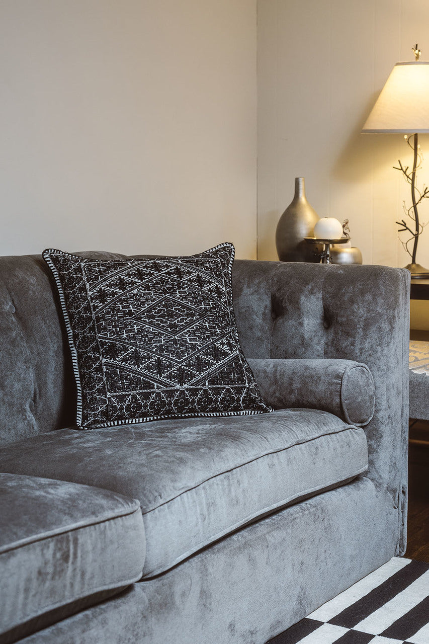 In-Sattva Black Shiny Cushion Cover and Pillow 20 X 20