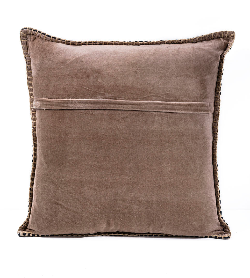 In-Sattva Home Geometric and Ancient Art Hand-Embellished Cotton Cushion Cover Decorative Pillow, BrSwrl, 20 x 20