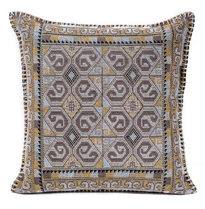 In-Sattva Home Geometric and Ancient Art Hand-Embellished Cotton Cushion Cover Decorative Pillow, BrSwrl, 20 x 20