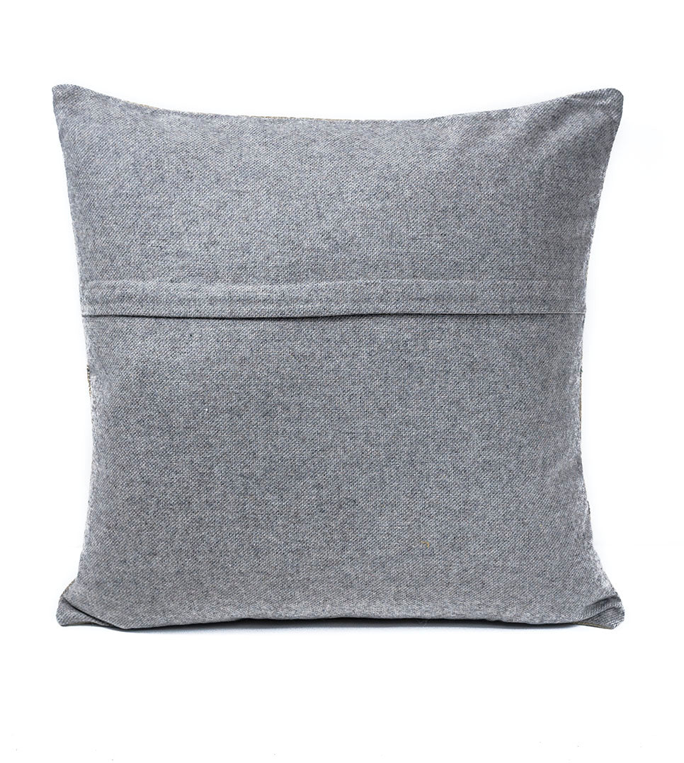 In-Sattva Off-White Gold Diamond Embroidered Cushion Cover and Pillow 20 X 20