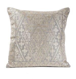 In-Sattva Off-White Gold Diamond Embroidered Cushion Cover and Pillow 20 X 20