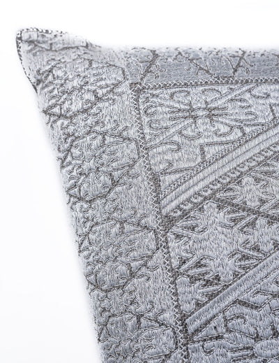 In-Sattva Off-White Shiny Embroidered Cushion Cover and Pillow 20 X 20