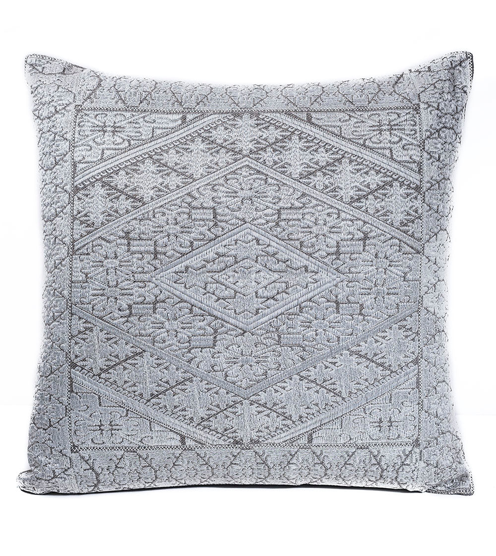 In-Sattva Off-White Shiny Embroidered Cushion Cover and Pillow 20 X 20