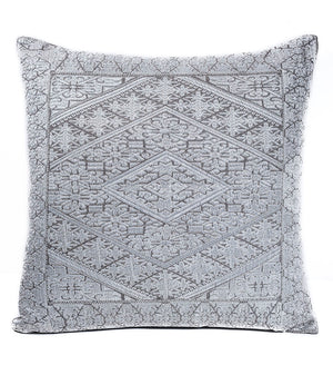 In-Sattva Off-White Shiny Embroidered Cushion Cover and Pillow 20 X 20