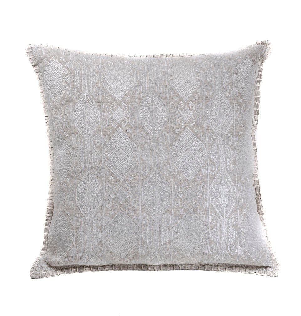 In-Sattva Home Geometric and Ancient Art Hand-Embellished Cotton Cushion Cover Decorative Pillow, Ow, 20 x 20
