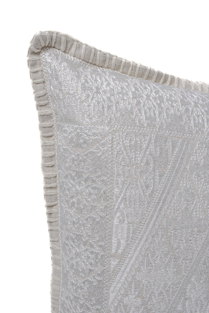 In-Sattva White Diamond Embroidered Cushion Cover and Pillow 20 X 20