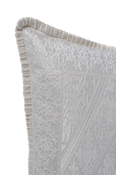 In-Sattva White Diamond Embroidered Cushion Cover and Pillow 20 X 20