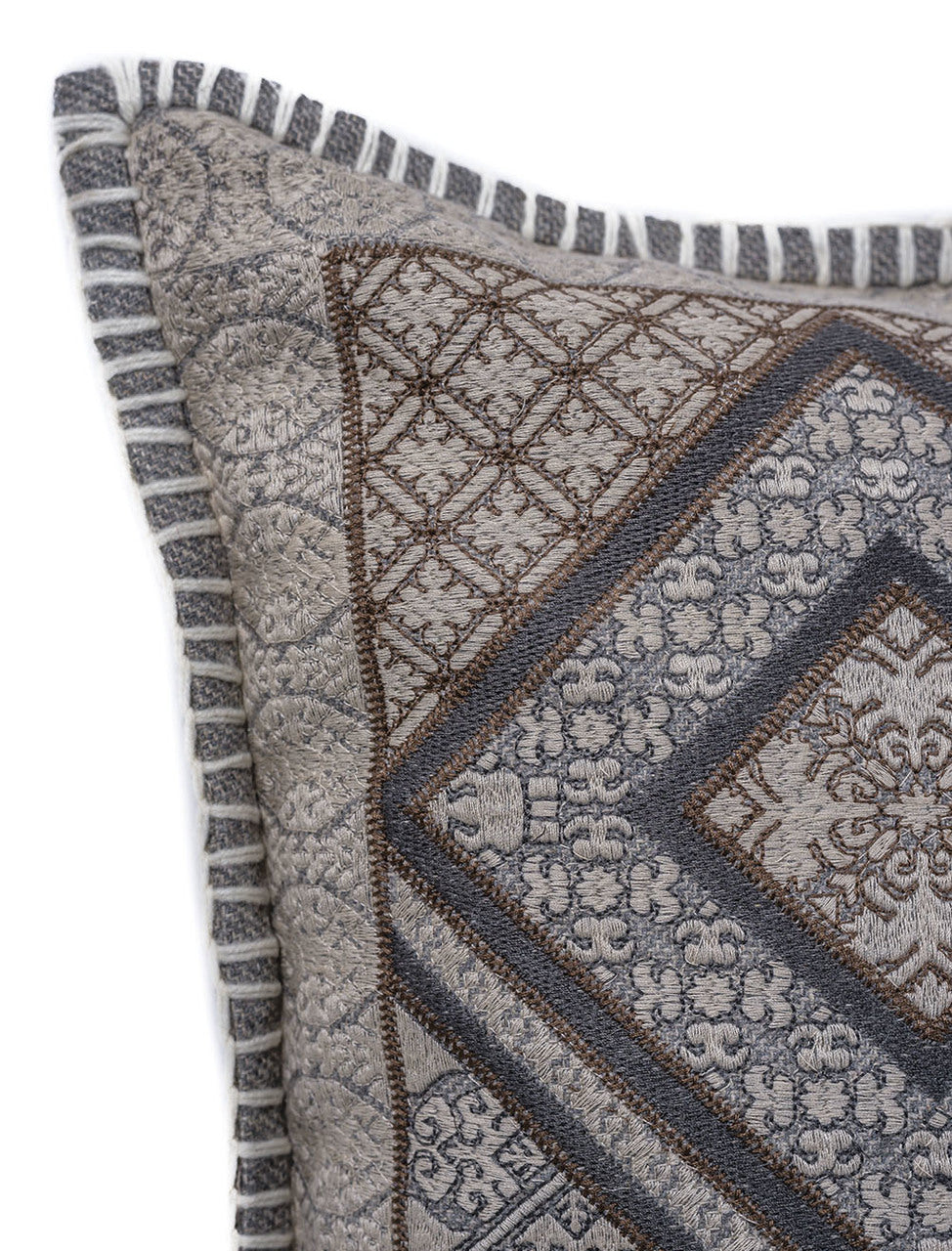 In-Sattva Brown White Diamond Cushion Cover and Pillow 20 X 20