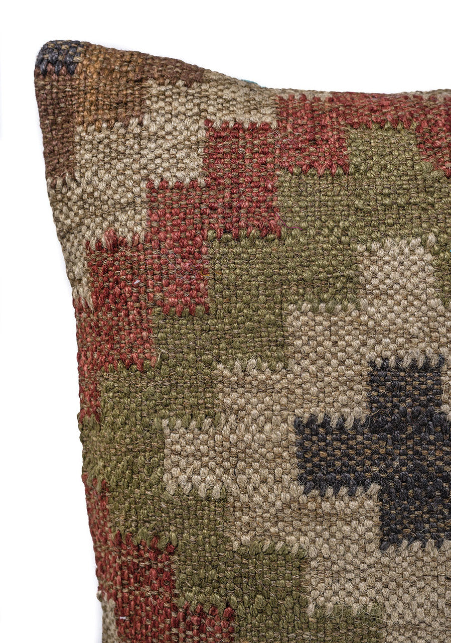 In-Sattva Symmetrical Diamond Patchwork Canvas Cushion Cover and Pillow