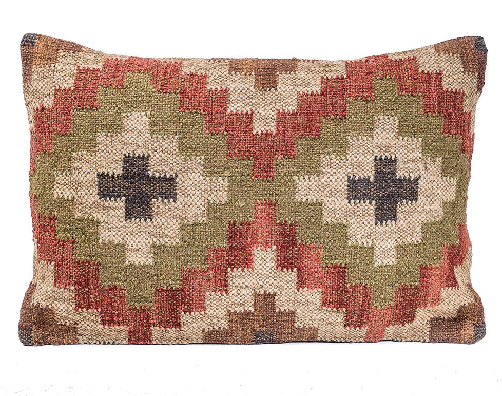In-Sattva Symmetrical Diamond Patchwork Canvas Cushion Cover and Pillow