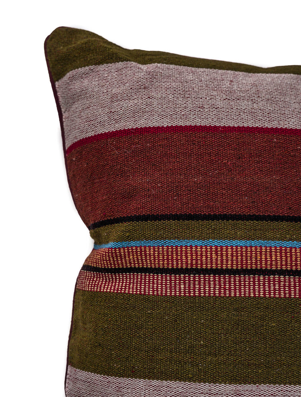In-Sattva Red White Pin Stripe Cushion Cover and Pillow 14 X 30
