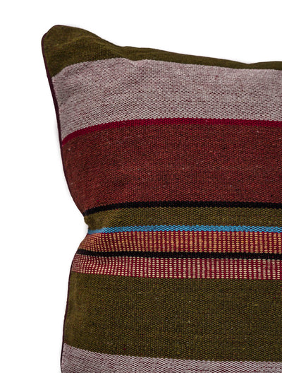 In-Sattva Red White Pin Stripe Cushion Cover and Pillow 14 X 30
