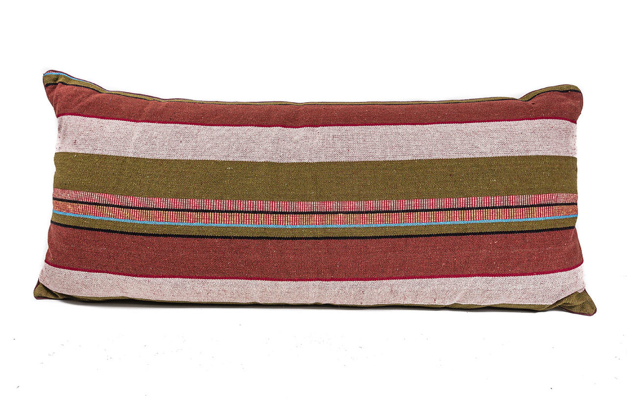 In-Sattva Red White Pin Stripe Cushion Cover and Pillow 14 X 30