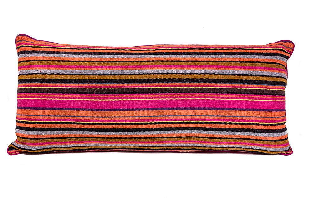 In-Sattva Fuchsia Stripe Canvas Cushion Cover and Pillow 14 X 30