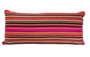 In-Sattva Fuchsia Stripe Canvas Cushion Cover and Pillow 14 X 30