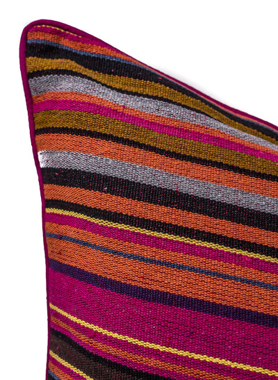 Rangeene Fuchsia Stripe Canvas  Cushion Cover and Pillow 24 X 24