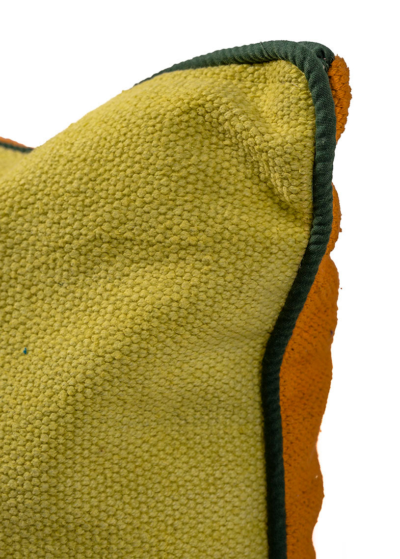 In-Sattva Orange Green Solid Canvas Cushion Cover and Pillow