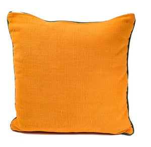 In-Sattva Orange Green Solid Canvas Cushion Cover and Pillow