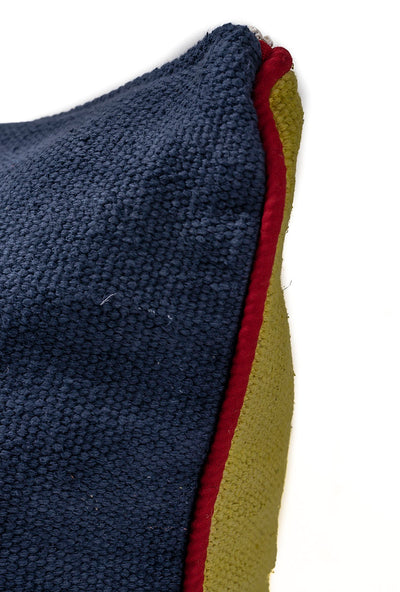 In-Sattva Green Blue Solid Canvas Cushion Cover and Pillow