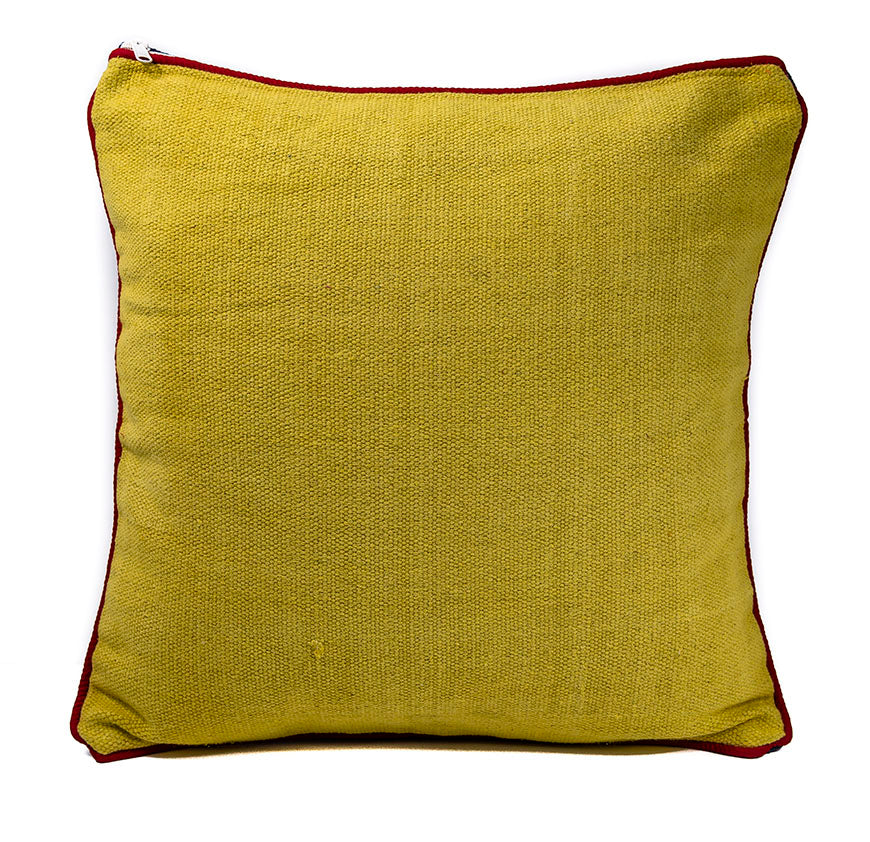 In-Sattva Green Blue Solid Canvas Cushion Cover and Pillow