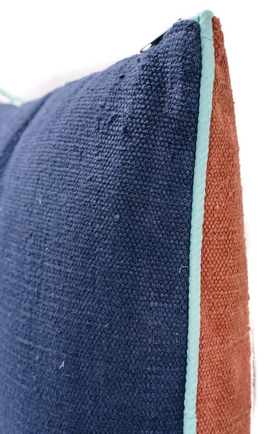 Rangeene Red Navy Solid Canvas Cushion Cover and Pillow