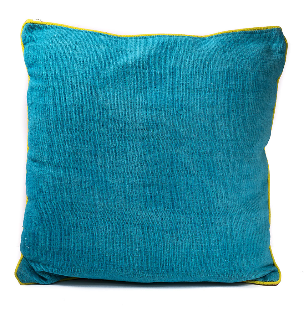 Rangeene Fuchsia Blue Solid Canvas Cushion Cover and Pillow