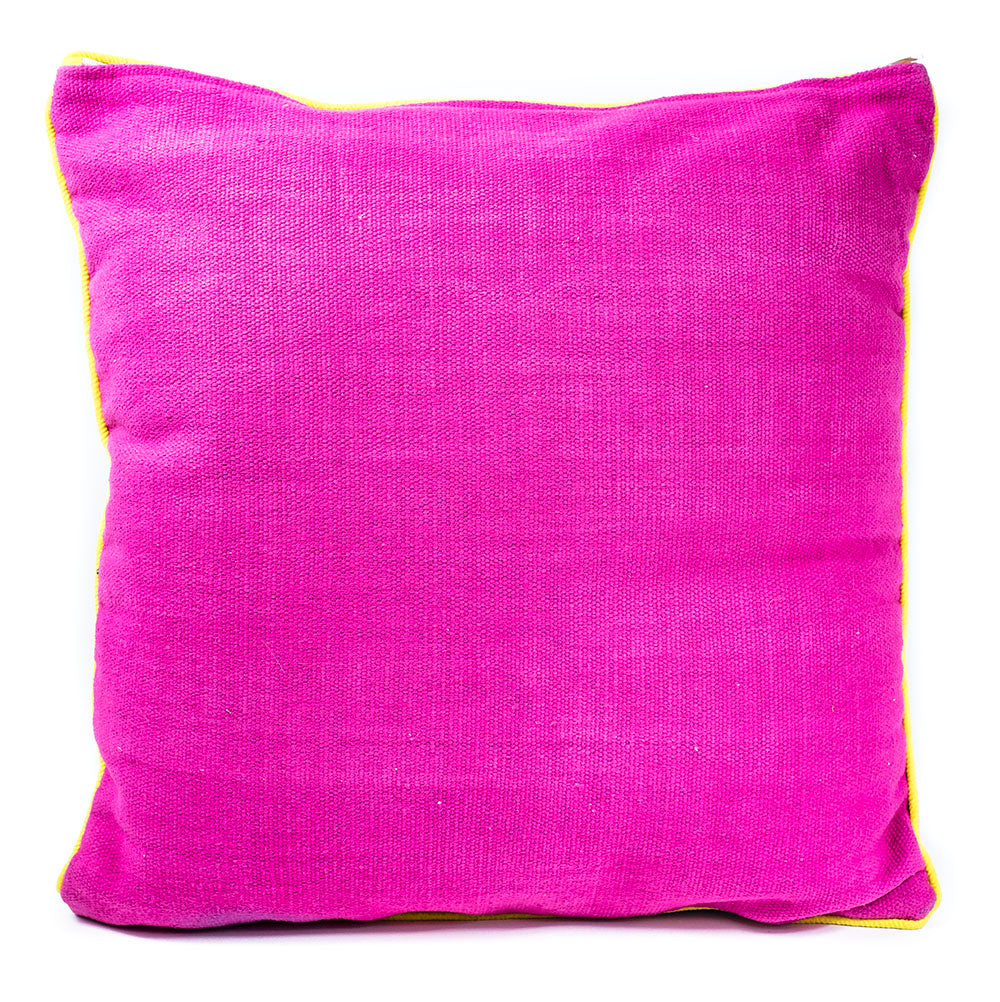 Rangeene Fuchsia Blue Solid Canvas Cushion Cover and Pillow