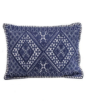 In-Sattva Navy Symmetrical Embroidered Cushion Cover and Pillow 14 X 20