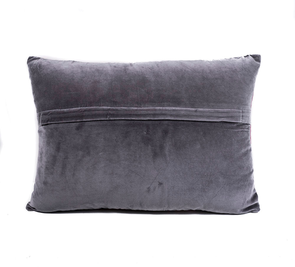 In-Sattva Purple Contemporary Embroidered Cotton Cushion Cover and Pillow 14 X 20