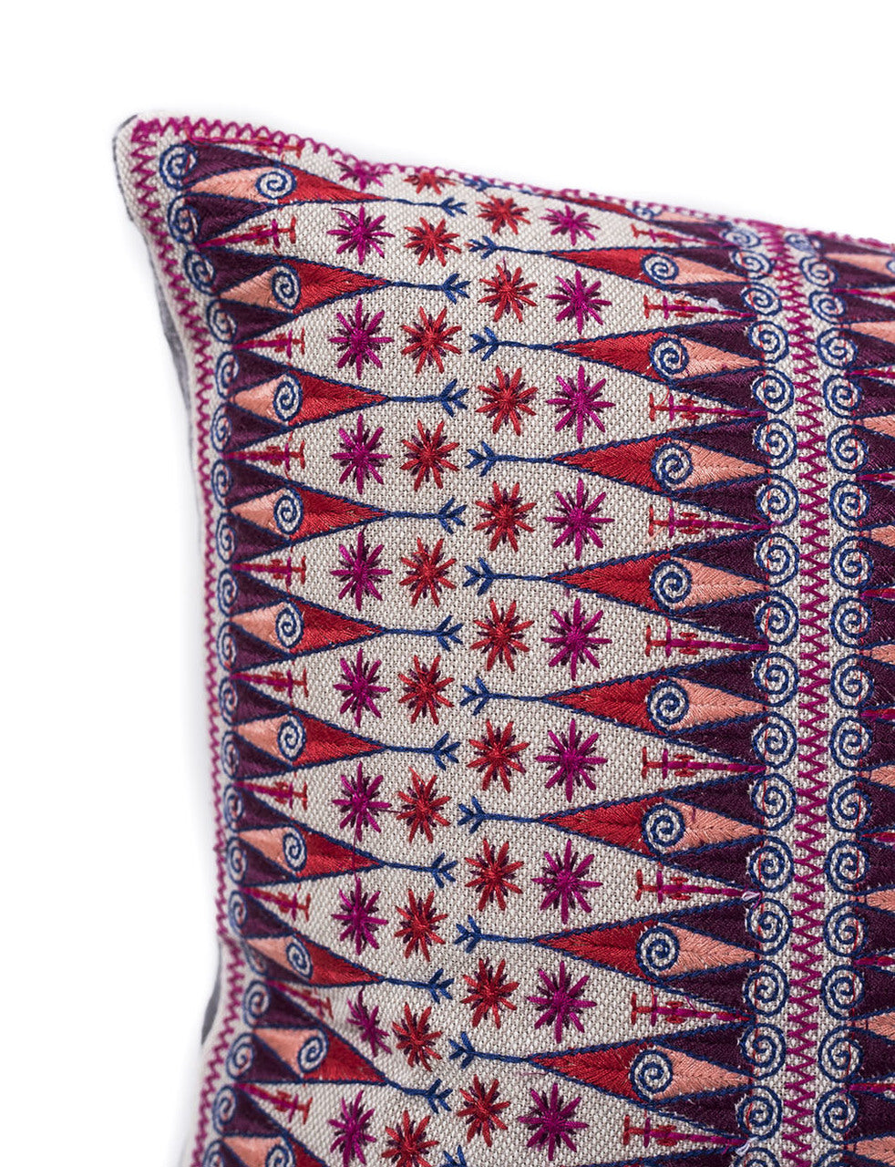 In-Sattva Purple Contemporary Embroidered Cotton Cushion Cover and Pillow 14 X 20