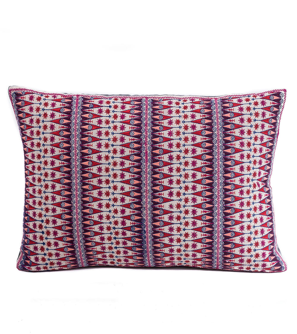 In-Sattva Purple Contemporary Embroidered Cotton Cushion Cover and Pillow 14 X 20