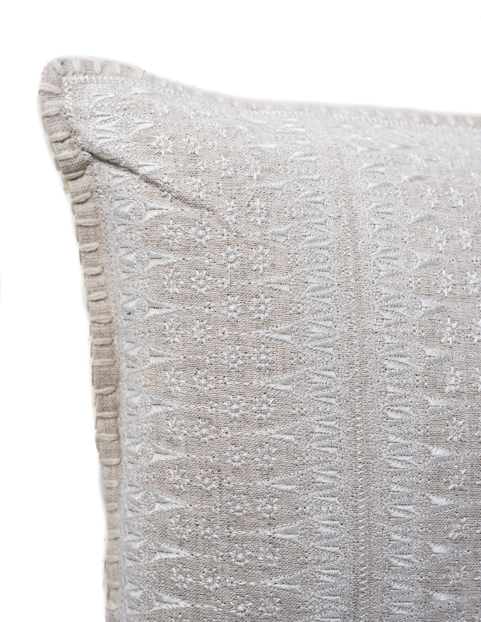 In-Sattva Off-White Contemporary Embroidered Cushion Cover and Pillow 14 X 20