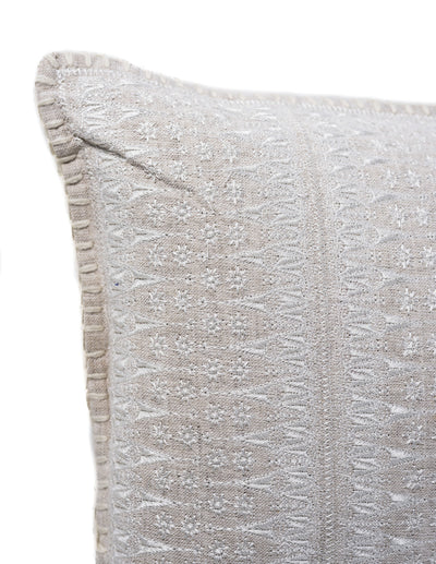 In-Sattva Off-White Contemporary Embroidered Cushion Cover and Pillow 14 X 20