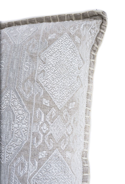 In-Sattva Home Geometric and Ancient Art Hand-Embellished Cotton Cushion Cover Decorative Pillow, Ow, 14 x 20