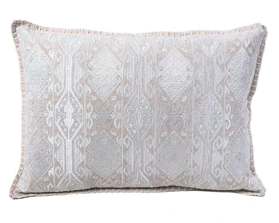 In-Sattva Home Geometric and Ancient Art Hand-Embellished Cotton Cushion Cover Decorative Pillow, Ow, 14 x 20
